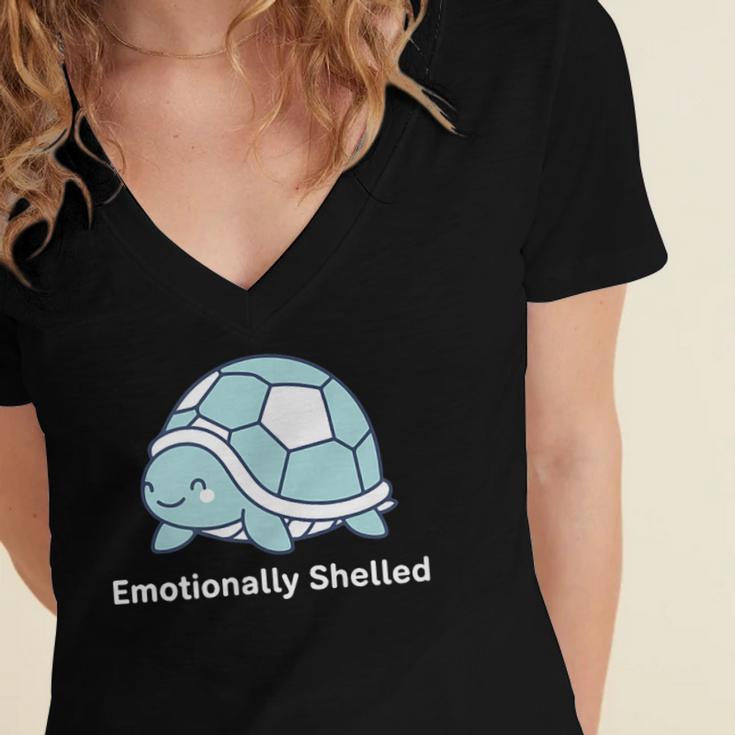 Emotionally Shelled Turtle Introvert Turtle Tee Women's Jersey Short Sleeve Deep V-Neck Tshirt Emotionally Shelled Turtle Introvert Turtle Tee Women's Jersey Short Sleeve Deep V-Neck Tshirt