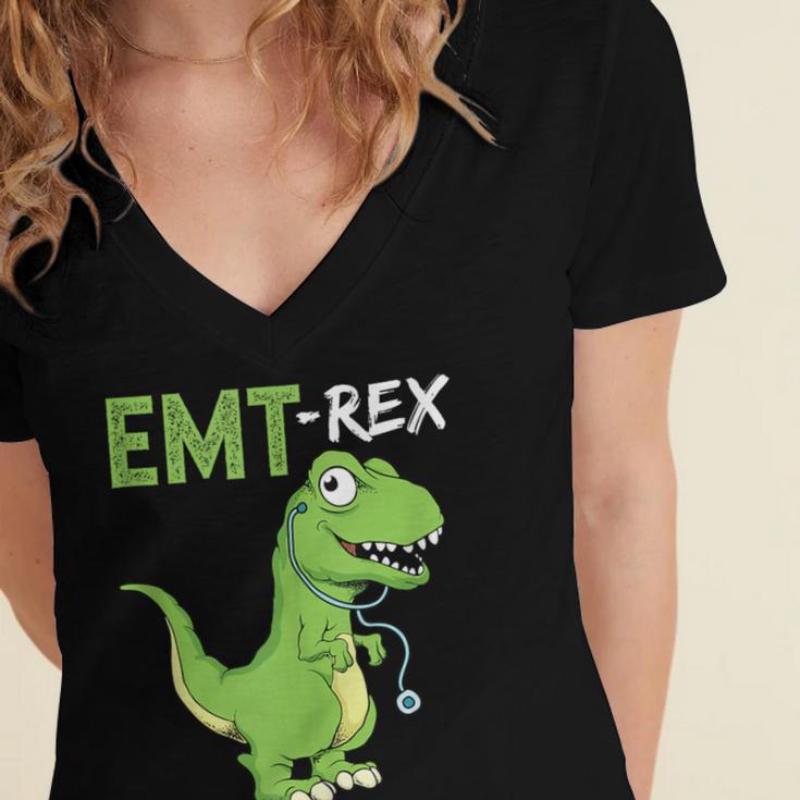 EMT Rex Paramedic Graduation Firefighter Women's Jersey Short Sleeve Deep V-Neck Tshirt