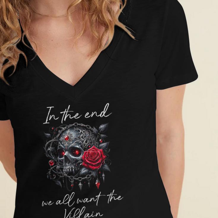 In The End We All Want The Villain Smutty Book Dark Romance Women's Jersey Short Sleeve Deep V-Neck Tshirt