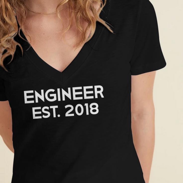 Engineering Graduation Engineer Est 2018 Tee Women's Jersey Short Sleeve Deep V-Neck Tshirt