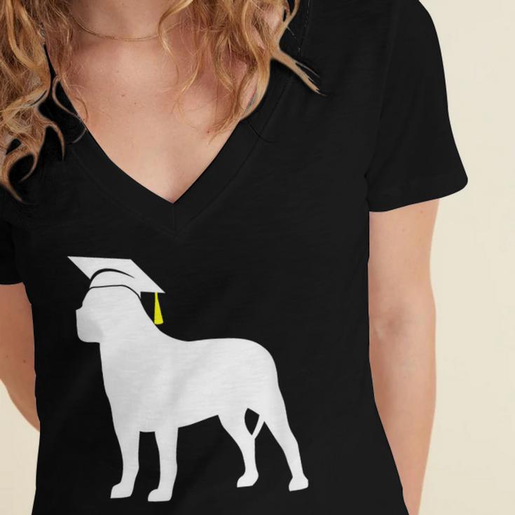 English Mastiff Graduation Dog Graduate Women's Jersey Short Sleeve Deep V-Neck Tshirt