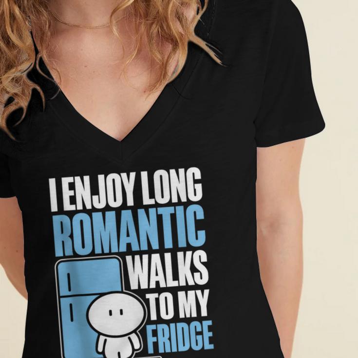 I Enjoy Long Romantic Walks To My Fridge Introvert Women's Jersey Short Sleeve Deep V-Neck Tshirt I Enjoy Long Romantic Walks To My Fridge Introvert Women's Jersey Short Sleeve Deep V-Neck Tshirt