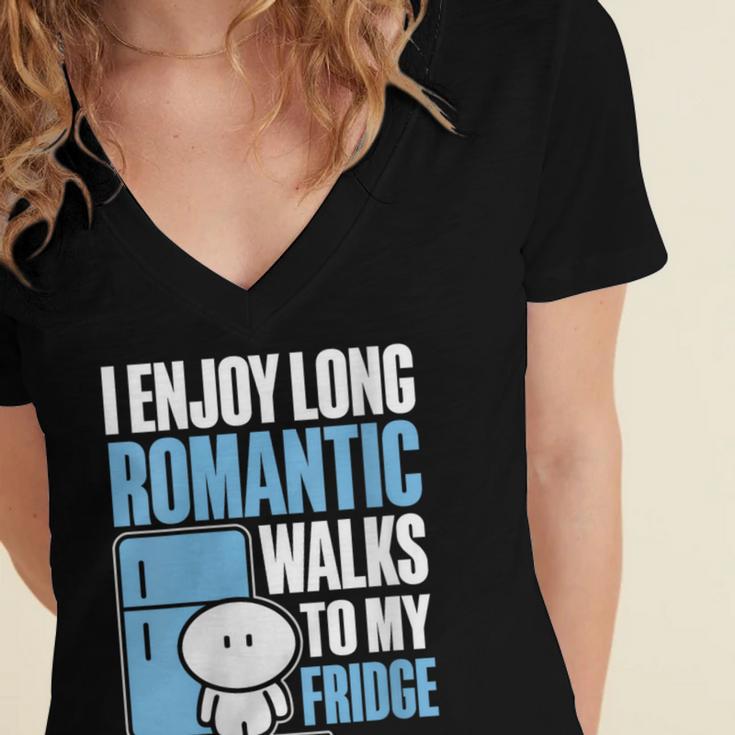 I Enjoy Long Romantic Walks To My Fridge Introvert Women's Jersey Short Sleeve Deep V-Neck Tshirt