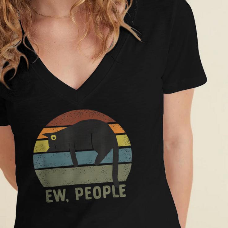 Ew People Cat Lazy Introvert Anti Social Women's Jersey Short Sleeve Deep V-Neck Tshirt Ew People Cat Lazy Introvert Anti Social Women's Jersey Short Sleeve Deep V-Neck Tshirt