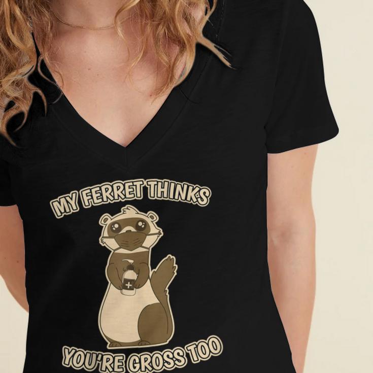 Ew People Ferret Saying Mask Introvert Ferrets Women's Jersey Short Sleeve Deep V-Neck Tshirt Ew People Ferret Saying Mask Introvert Ferrets Women's Jersey Short Sleeve Deep V-Neck Tshirt