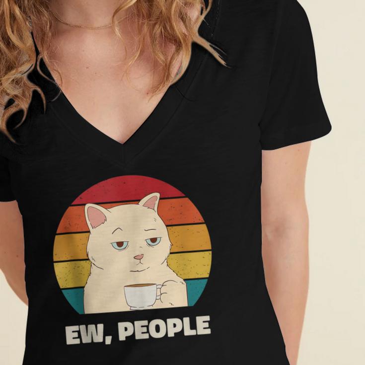 Ew People Introvert Cat Lover Crazy Colorful Cat Lady Women's Jersey Short Sleeve Deep V-Neck Tshirt Ew People Introvert Cat Lover Crazy Colorful Cat Lady Women's Jersey Short Sleeve Deep V-Neck Tshirt