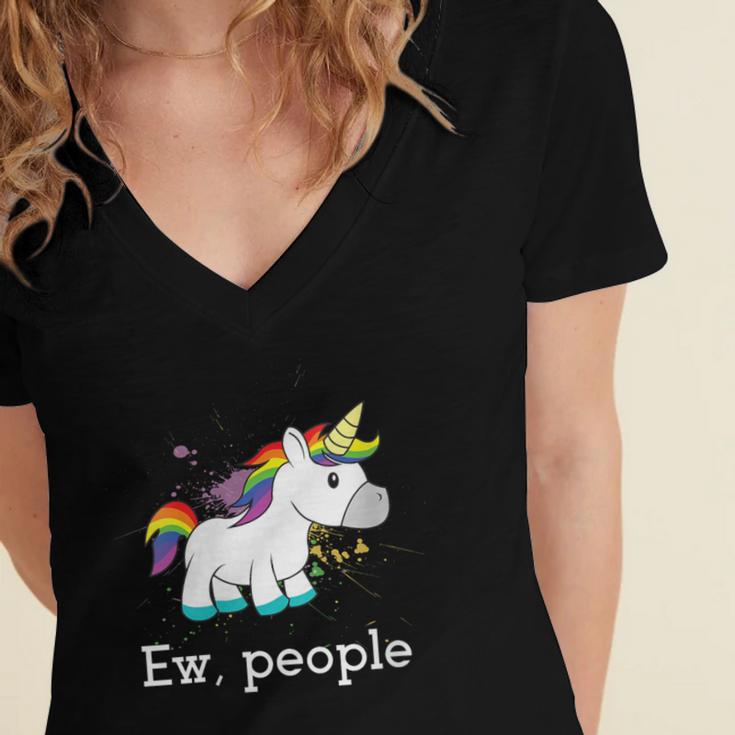 Ew People Unicorn Lover Introvert Rainbow Unicorn Women's Jersey Short Sleeve Deep V-Neck Tshirt Ew People Unicorn Lover Introvert Rainbow Unicorn Women's Jersey Short Sleeve Deep V-Neck Tshirt