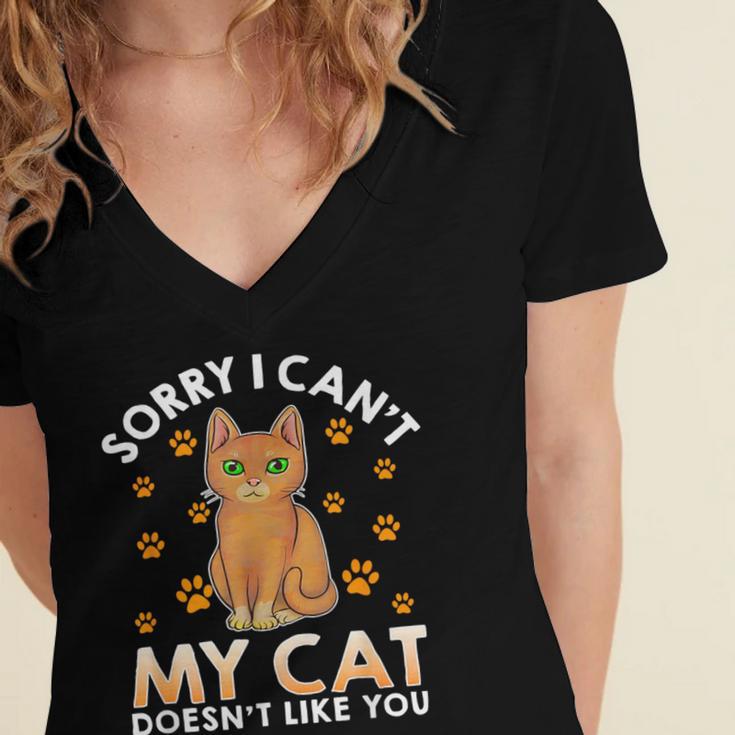 Excuse For Introverts My Cat Doesnt Like You Cat Women's Jersey Short Sleeve Deep V-Neck Tshirt Excuse For Introverts My Cat Doesnt Like You Cat Women's Jersey Short Sleeve Deep V-Neck Tshirt