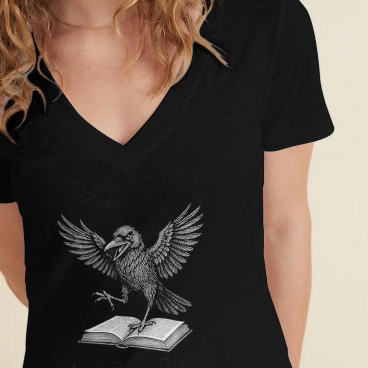 F-Caw-F Crow Book Lovers Vintage Bookish Bird Women's Jersey Short Sleeve Deep V-Neck Tshirt F-Caw-F Crow Book Lovers Vintage Bookish Bird Women's Jersey Short Sleeve Deep V-Neck Tshirt