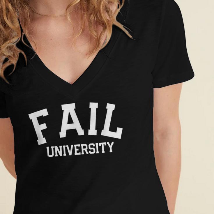 Fail University School College Joke Humor Graduation Women's Jersey Short Sleeve Deep V-Neck Tshirt