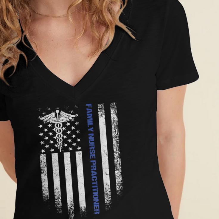 Family Nurse Practitioner Flag FNP Nursing Graduation Women's Jersey Short Sleeve Deep V-Neck Tshirt