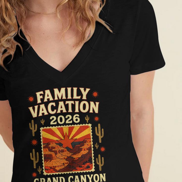 Family Vacation Grand Canyon 2026 Nostalgia Women's Jersey Short Sleeve Deep V-Neck Tshirt
