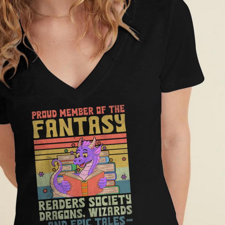 Fantasy Reader Society Reading Book Retro Bookworm Reader Women's Jersey Short Sleeve Deep V-Neck Tshirt Fantasy Reader Society Reading Book Retro Bookworm Reader Women's Jersey Short Sleeve Deep V-Neck Tshirt