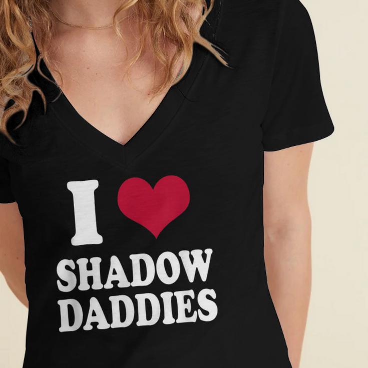 Fantasy Romantasy Book Lover I Love Heart Shadow Daddies Women's Jersey Short Sleeve Deep V-Neck Tshirt