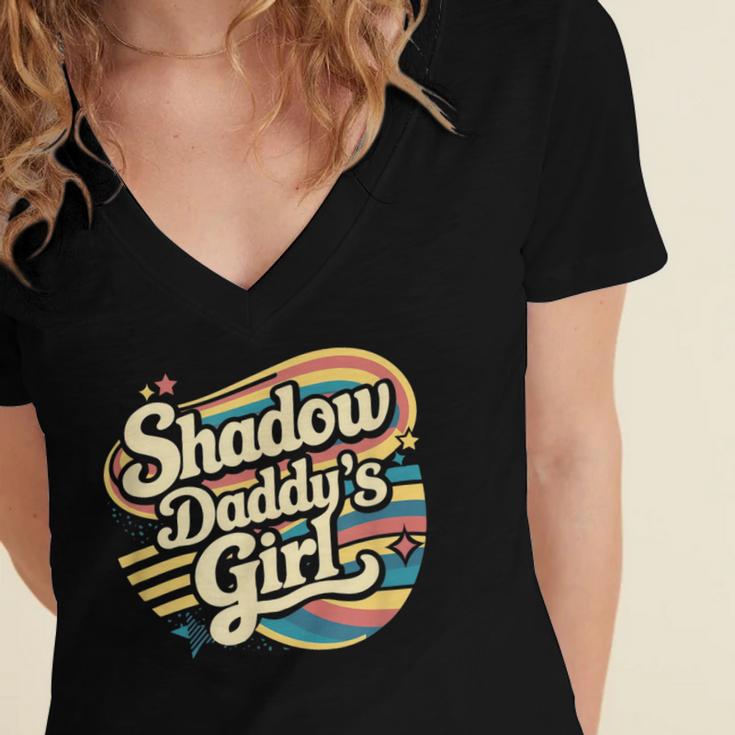 Fantasy Romantasy Book Retro Vintage Shadow Daddy Girl Women's Jersey Short Sleeve Deep V-Neck Tshirt