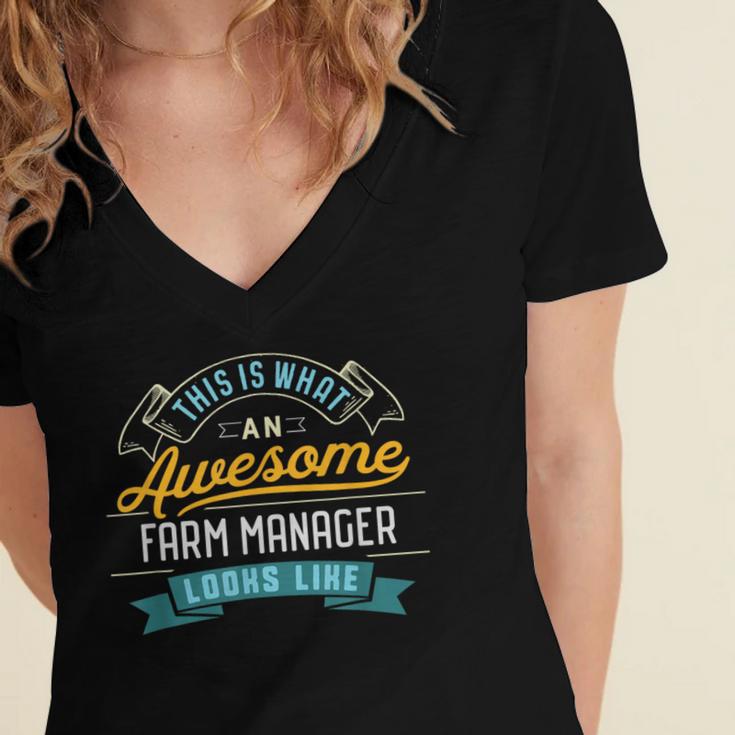 Farm Manager Shirt Awesome Job Occupation Graduation Women's Jersey Short Sleeve Deep V-Neck Tshirt