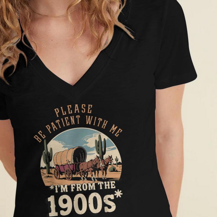 Father’s Day Please Be Patient With Me I'm From The 1900s Women's Jersey Short Sleeve Deep V-Neck Tshirt