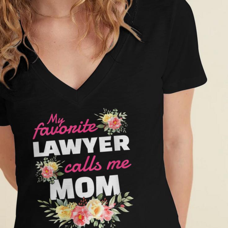 My Favorite Lawyer Calls Me Mom Graduation Women's Jersey Short Sleeve Deep V-Neck Tshirt