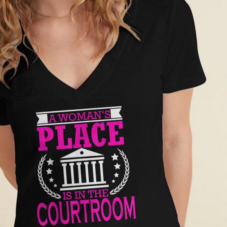 Female Lawyer Women Law Student Graduation Bar Exam Women's Jersey Short Sleeve Deep V-Neck Tshirt