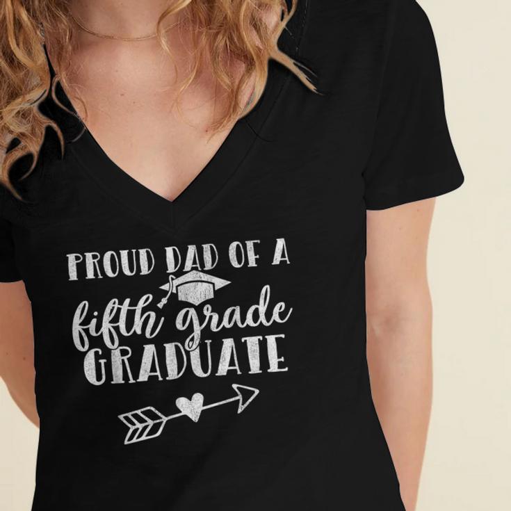 Fifth Grade Graduation Dad Shirt Proud Dad Fifth Grader Women's Jersey Short Sleeve Deep V-Neck Tshirt