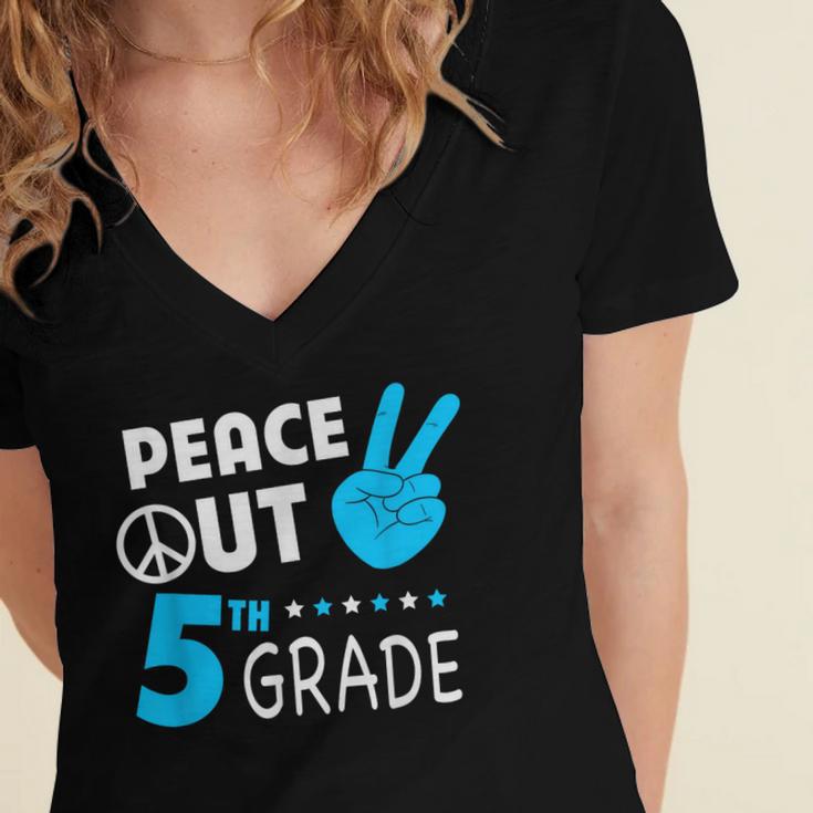 Fifth Grade Graduation Peace Out 5th Grade Boys Women's Jersey Short Sleeve Deep V-Neck Tshirt