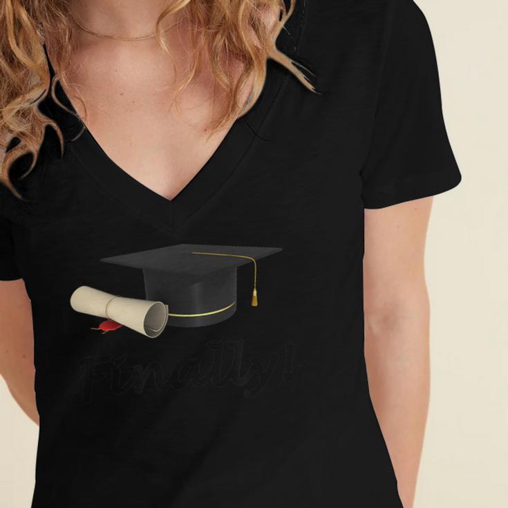 Finally I'm Graduate Graduation Women's Jersey Short Sleeve Deep V-Neck Tshirt