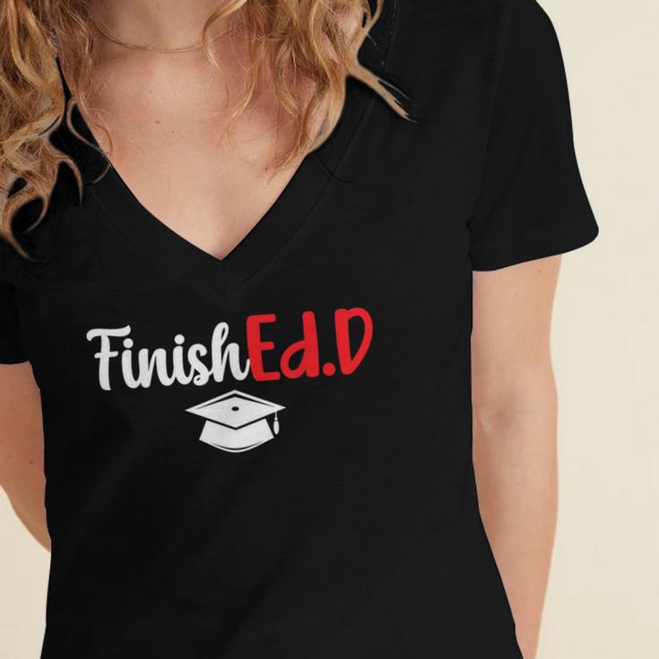 FinishEdD Doctor Of Education Graduate EdD Graduation Women's Jersey Short Sleeve Deep V-Neck Tshirt
