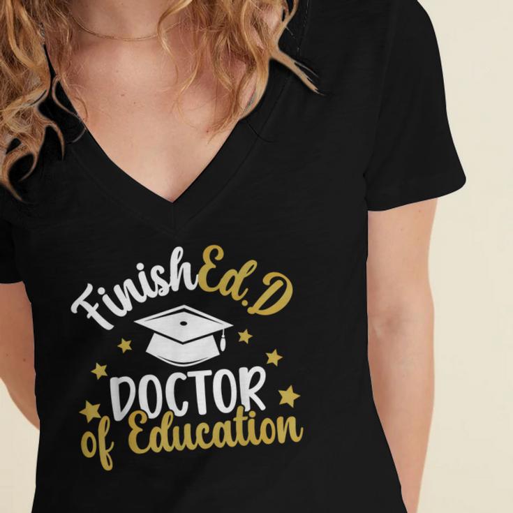 FinishEdD Doctor Of Education Graduation EdD Graduate Women's Jersey Short Sleeve Deep V-Neck Tshirt