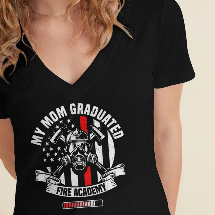 Fire Academy Graduate Firefighter Graduation Women's Jersey Short Sleeve Deep V-Neck Tshirt