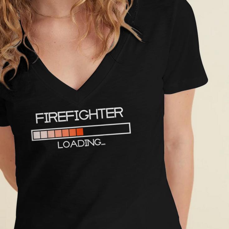 Firefighter Fire Resque Team By Bezra Future Firefighter Loading Fireguard Fireman Graduation Women's Jersey Short Sleeve Deep V-Neck Tshirt