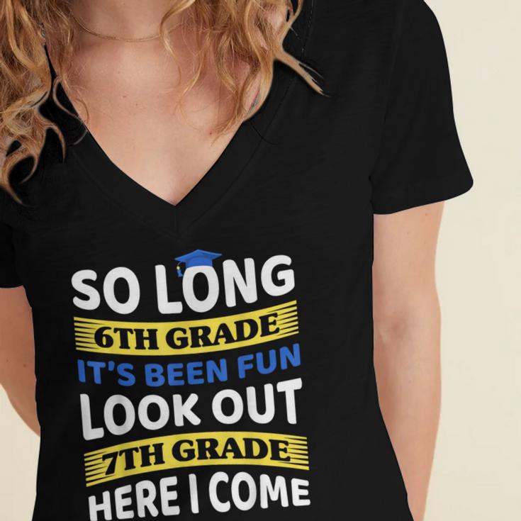 First Day School 7th Grade 6th Grade Graduation Women's Jersey Short Sleeve Deep V-Neck Tshirt