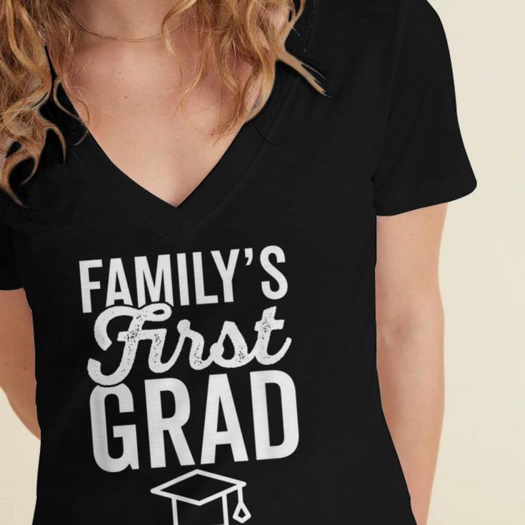 First In Family To Graduate College 2018 Graduation Women's Jersey Short Sleeve Deep V-Neck Tshirt