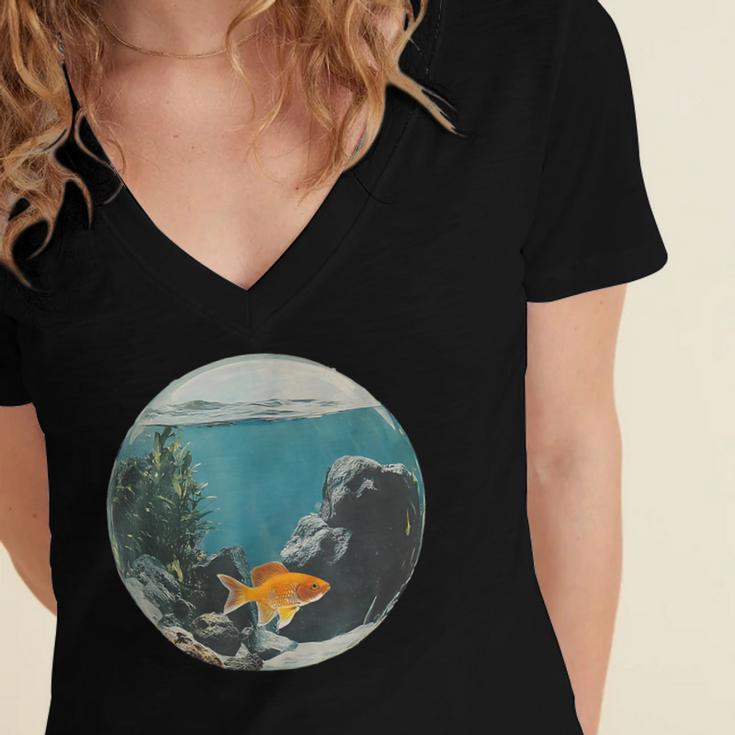 Fish Bowl Frutiger Aero Y2K Retro Vibes Women's Jersey Short Sleeve Deep V-Neck Tshirt Fish Bowl Frutiger Aero Y2K Retro Vibes Women's Jersey Short Sleeve Deep V-Neck Tshirt