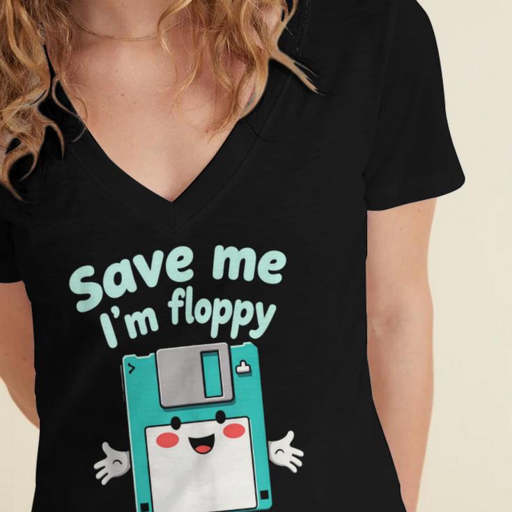 Floppy Disk Retro Tech Nostalgia Old School Computing Humor Women's Jersey Short Sleeve Deep V-Neck Tshirt Floppy Disk Retro Tech Nostalgia Old School Computing Humor Women's Jersey Short Sleeve Deep V-Neck Tshirt