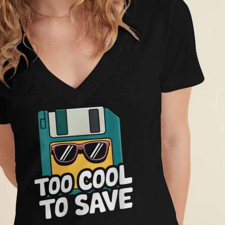 Floppy Disk Retro Tech Nostalgia Old School Computing Humor Women's Jersey Short Sleeve Deep V-Neck Tshirt Floppy Disk Retro Tech Nostalgia Old School Computing Humor Women's Jersey Short Sleeve Deep V-Neck Tshirt