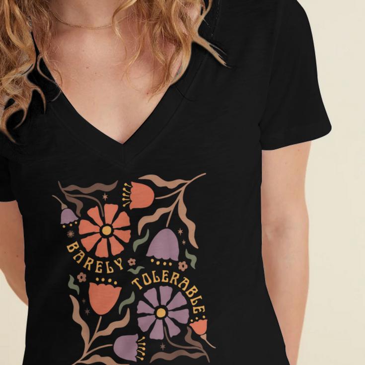 Floral Pride & Prejudice Barely Tolerable Book Lover Bookish Women's Jersey Short Sleeve Deep V-Neck Tshirt Floral Pride & Prejudice Barely Tolerable Book Lover Bookish Women's Jersey Short Sleeve Deep V-Neck Tshirt