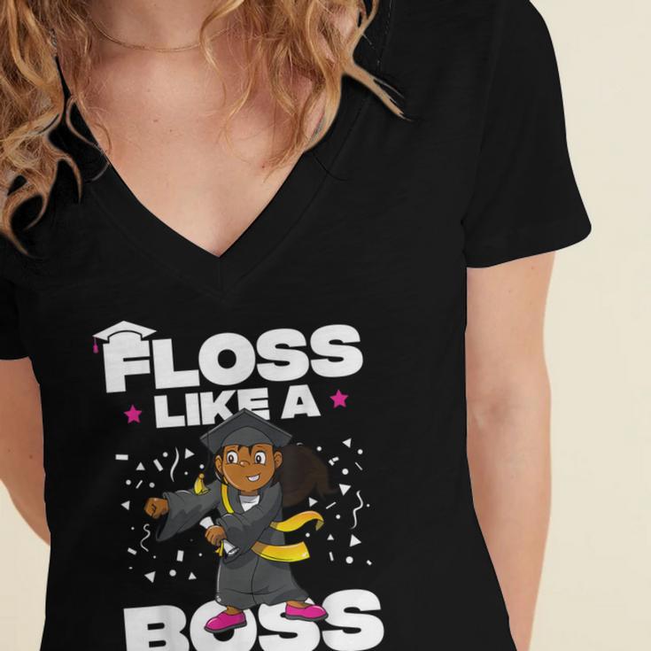 Floss Like A Boss Shirt Class Of 2019 Graduation Kids Women's Jersey Short Sleeve Deep V-Neck Tshirt