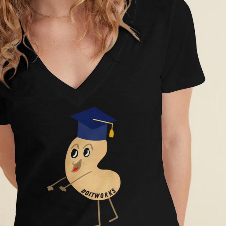 Flossing Cashew OIT For Tree Nut OIT Graduation Women's Jersey Short Sleeve Deep V-Neck Tshirt