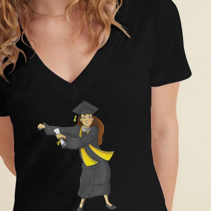 Flossing Graduation Class Of 2019 Women Women's Jersey Short Sleeve Deep V-Neck Tshirt