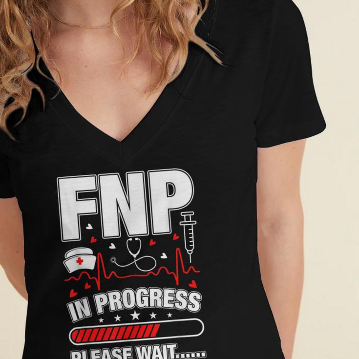 FNP In Progress Graduation Family Nurse Practitioner Women's Jersey Short Sleeve Deep V-Neck Tshirt