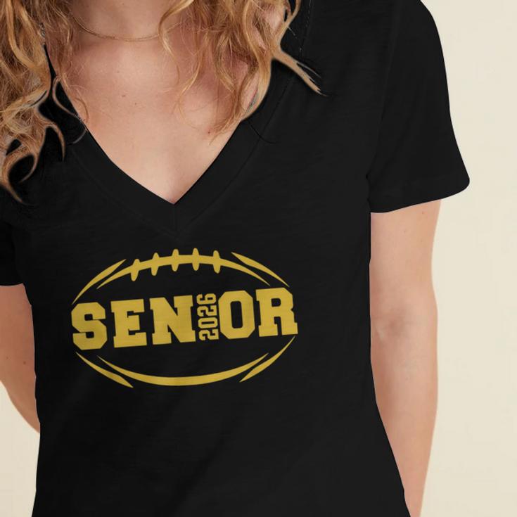 Football Proud Senior 2026 Graduation Year Women's Jersey Short Sleeve Deep V-Neck Tshirt