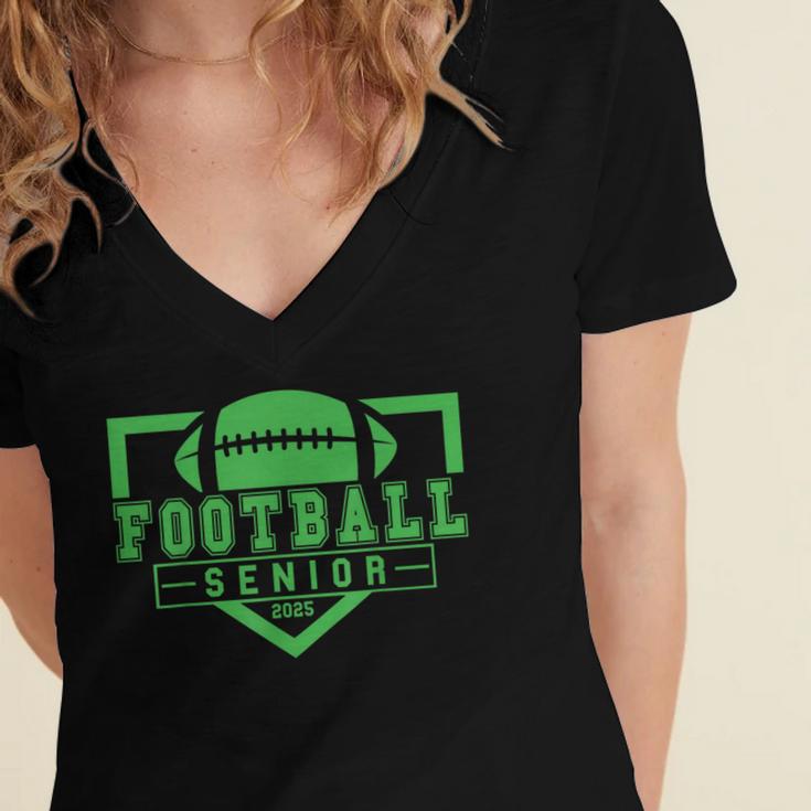 Football Senior Night Football Senior 2025 Graduation 24 Women's Jersey Short Sleeve Deep V-Neck Tshirt