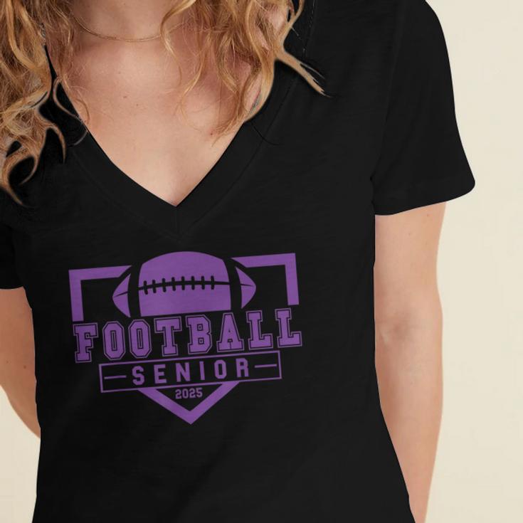 Football Senior Night Football Senior 2025 Graduation 36 Women's Jersey Short Sleeve Deep V-Neck Tshirt