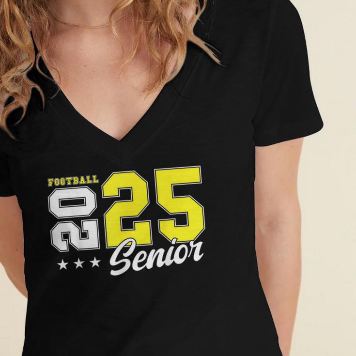 Football Senior Night Football Senior 2025 Graduation 55 Women's Jersey Short Sleeve Deep V-Neck Tshirt
