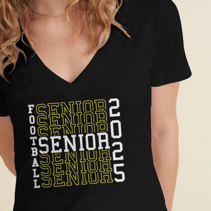 Football Senior Night Football Senior 2025 Graduation 56 Women's Jersey Short Sleeve Deep V-Neck Tshirt
