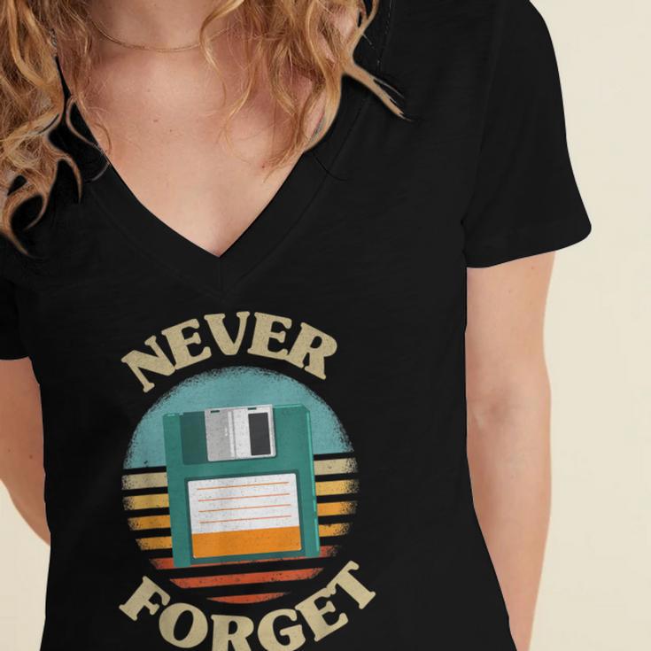 Never Forget Retro Diskette Nostalgia Vintage Women's Jersey Short Sleeve Deep V-Neck Tshirt Never Forget Retro Diskette Nostalgia Vintage Women's Jersey Short Sleeve Deep V-Neck Tshirt