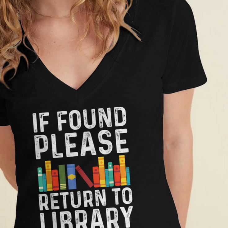 If Found Please Return To Library Book Lover Women's Jersey Short Sleeve Deep V-Neck Tshirt