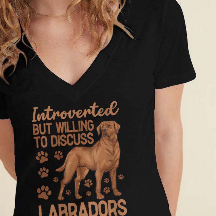 Fox Red Labrador Retriever Introvert Foxred Lab Women's Jersey Short Sleeve Deep V-Neck Tshirt