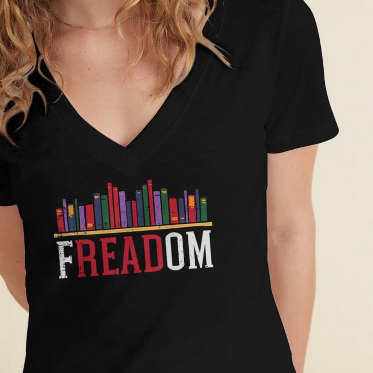 Freadom Shelf Read Reading Book Librarian Men Women Kids Women's Jersey Short Sleeve Deep V-Neck Tshirt Freadom Shelf Read Reading Book Librarian Men Women Kids Women's Jersey Short Sleeve Deep V-Neck Tshirt