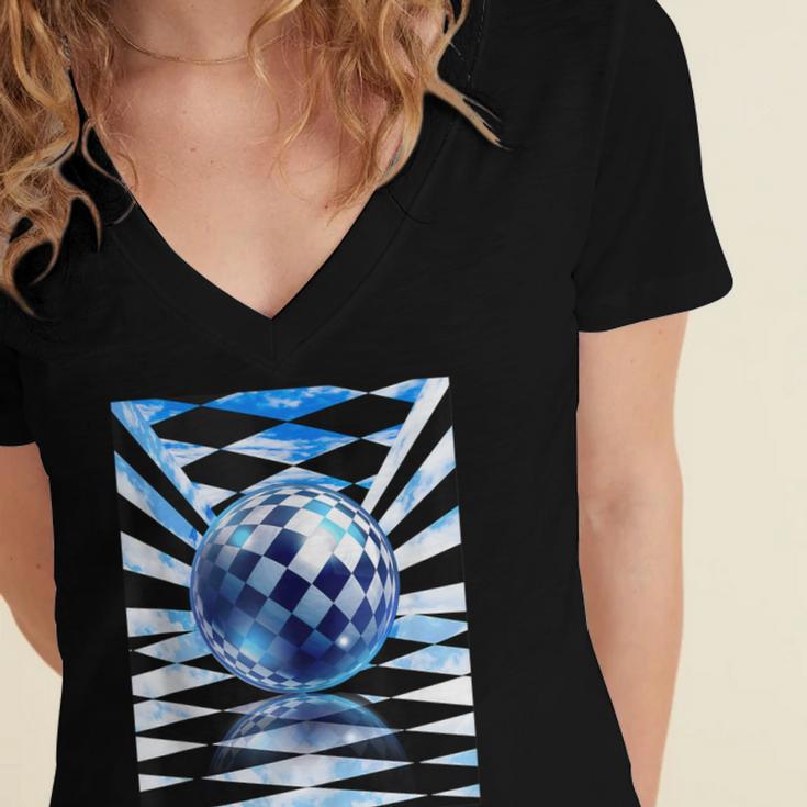 Frutiger Aero Aesthetic Tech Checkered Room Orb Sky Women's Jersey Short Sleeve Deep V-Neck Tshirt Frutiger Aero Aesthetic Tech Checkered Room Orb Sky Women's Jersey Short Sleeve Deep V-Neck Tshirt